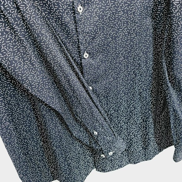 ASOS Button Front Shirt 2XL Blue White Confetti Print Cotton Blend Long Sleeve - Picture 4 of 10